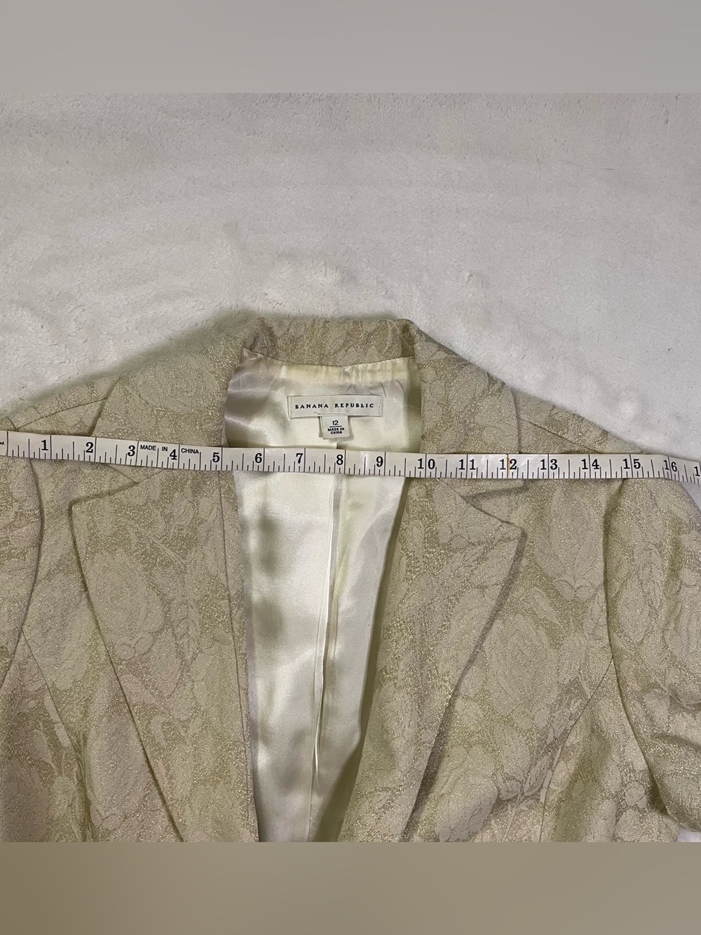 Banana Republic Gold Wool Blend Blazer *damaged* size 12 - Picture 11 of 16